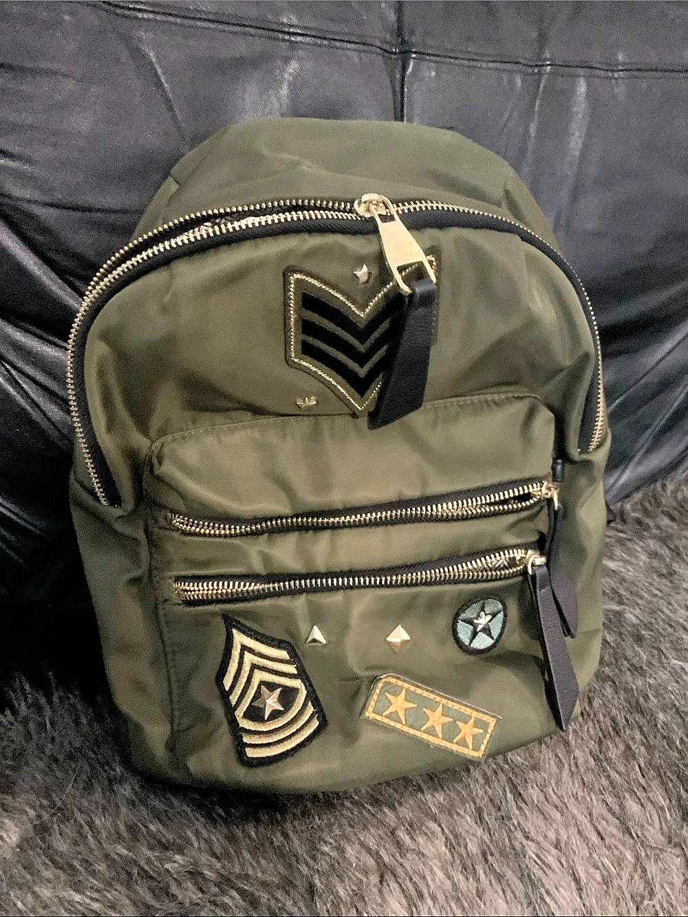 Steve Madden Olive Green Mini Nylon Backpack